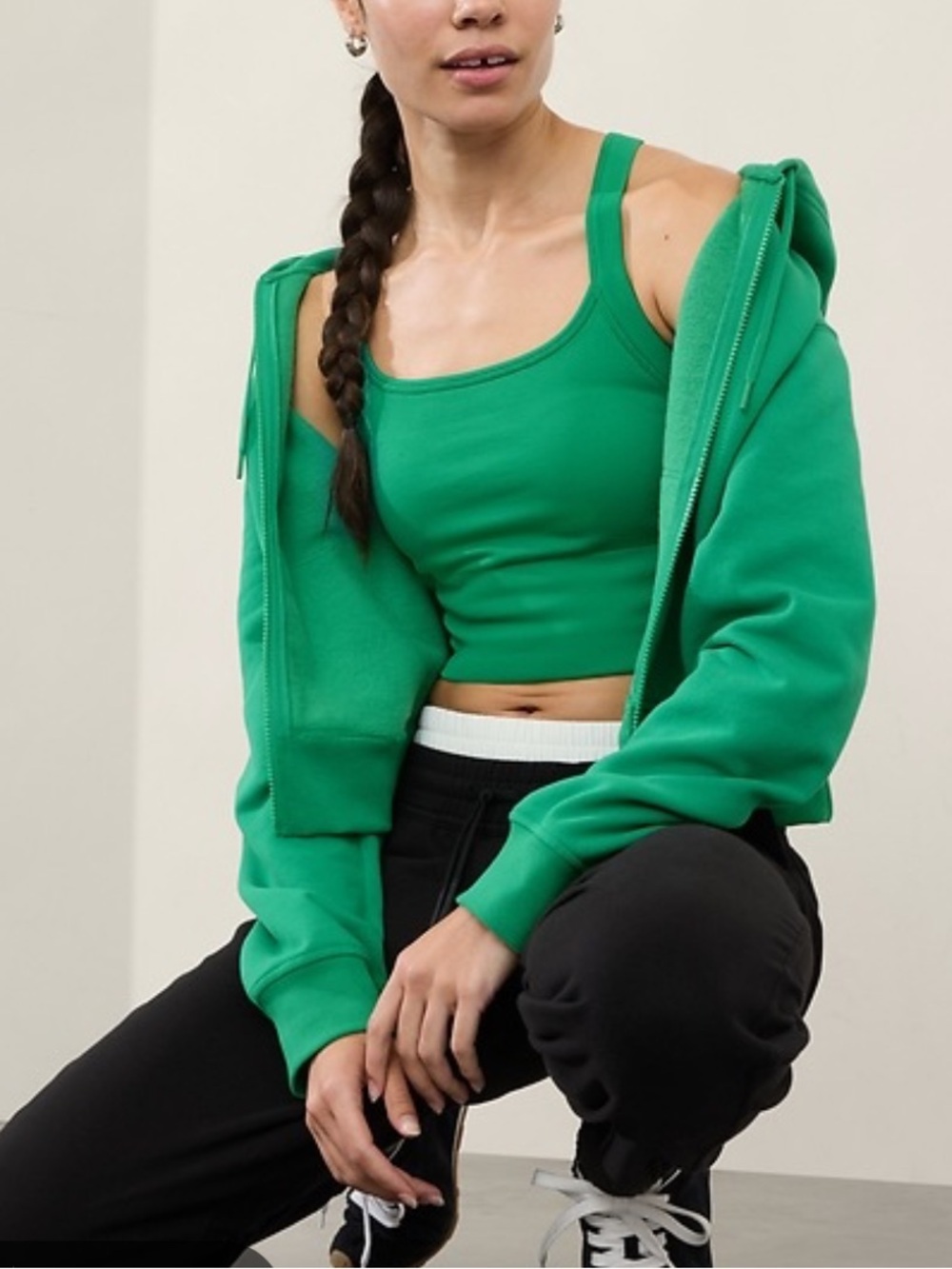 Athleta Emerald Green Seamless Ribbed Crop Tank